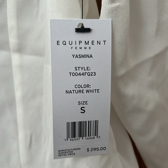 NWT Equipment femme Yasmina white 100% silk ruffle blouse   Size S - Picture 9 of 10